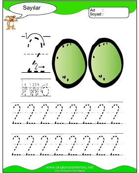 okul öncesi 1 sayısı çizgi çalışması